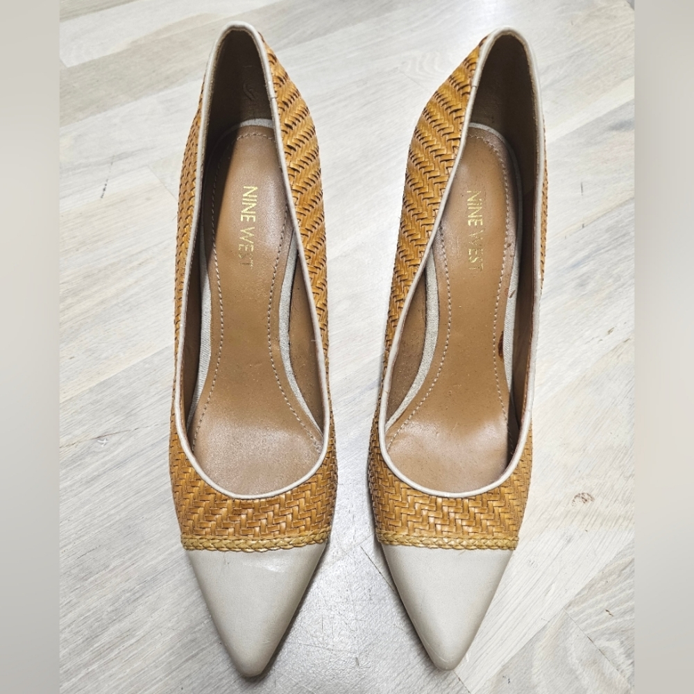 Nine West Raffia Pointy Toe Pumps